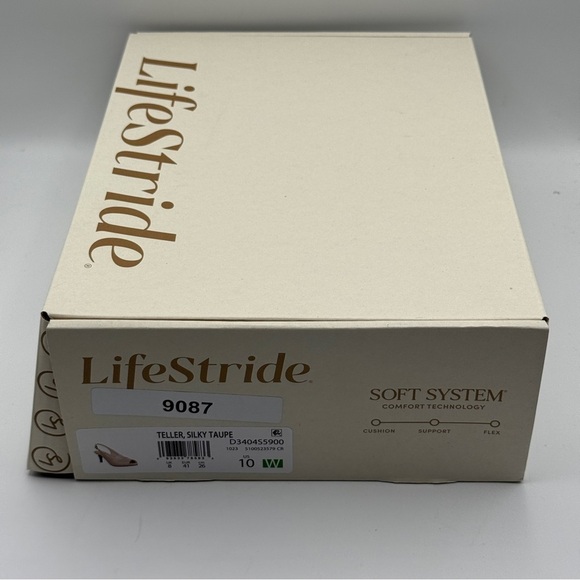 LifeStride Teller Taupe Peep Toe Heels Sz 10W - Picture 7 of 7